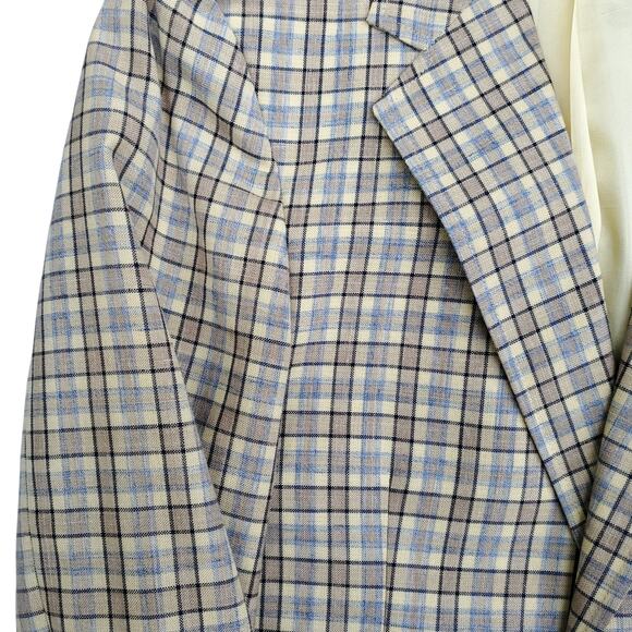 VTG Burton's Yellow Plaid Polyester 2 Button Blazer Jacket Sport Coat 40x30 38R? - Picture 4 of 15